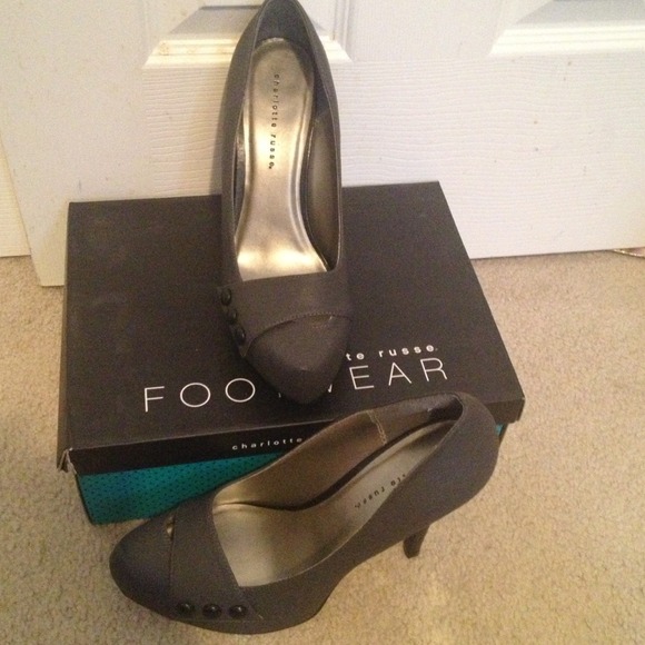 Charcoal Grey leather heels