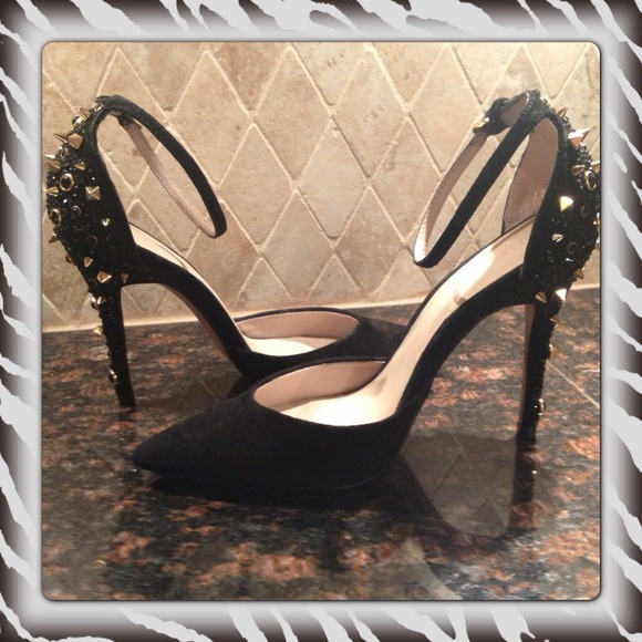 These are hot ankle strap studded heels!