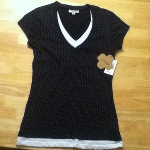 Black V-neck top
