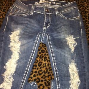 Ripped Skinny Jean With Bling Buttons