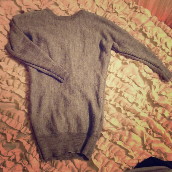 Gray 3/4 Length Sleeve Long Sweater