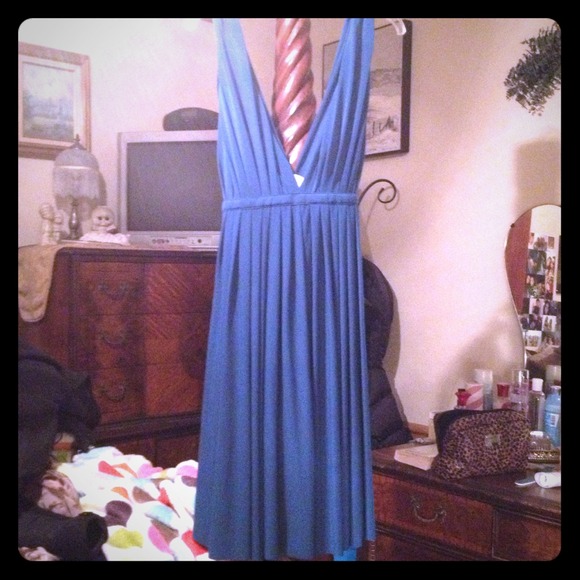 Blue dress.