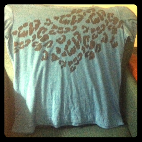 Blue cheetah print top.