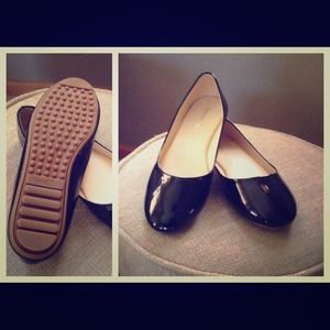Black flats, size 10, never worn.