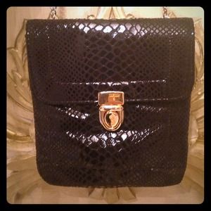 FAUX SNAKESKIN GOLD/SILVER COMBO HANDBAG