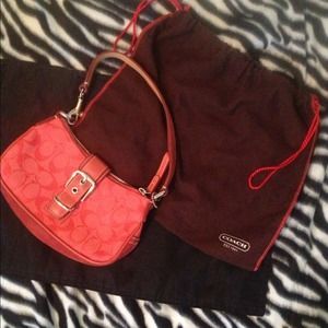 Red coach purse w dust cover