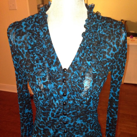INC Blue & Black Blouse