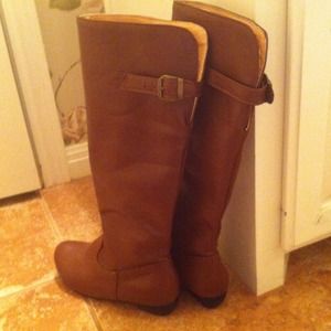 Brown leather boots