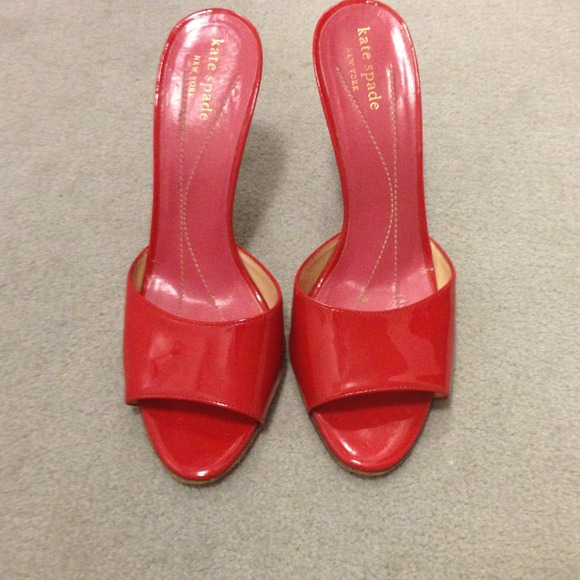 Kate Spade patent leather red mules
