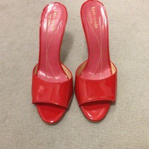Kate Spade patent leather red mules