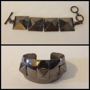 2 gunmetal stud bracelets