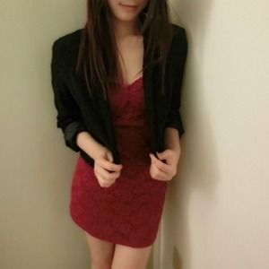 Forever 21 Fashionable Sexy Red Lace Mini Dress