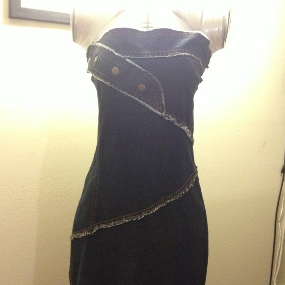 Papaya Denim strapless long dress