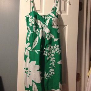 Green and white flower dress