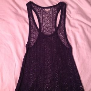 Blue mesh tank top