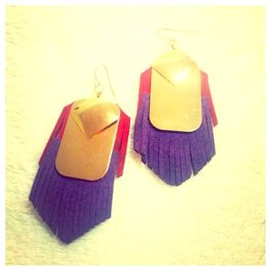 Faux Suede & Gold Metal Earrings