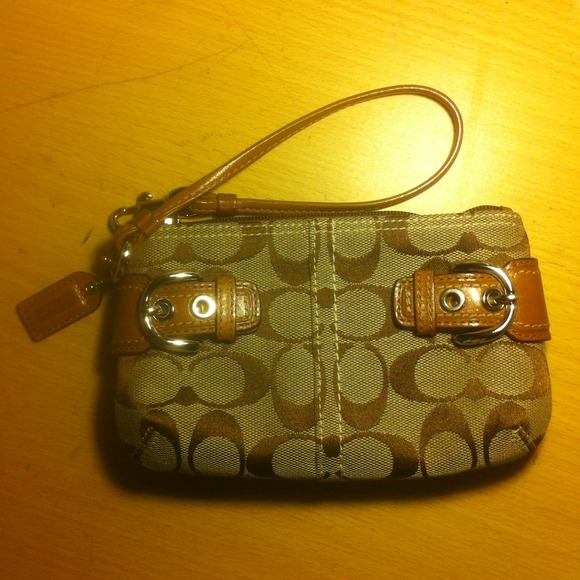 Authentic Coach Tan/Brown Wristlet