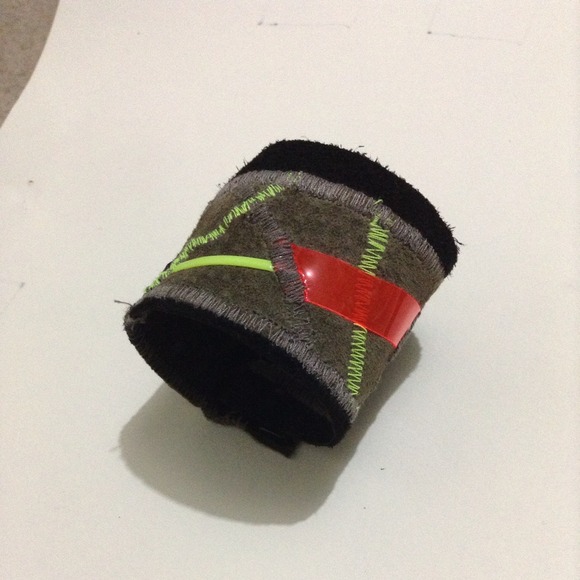 Handmade leather and plastic bracelet!