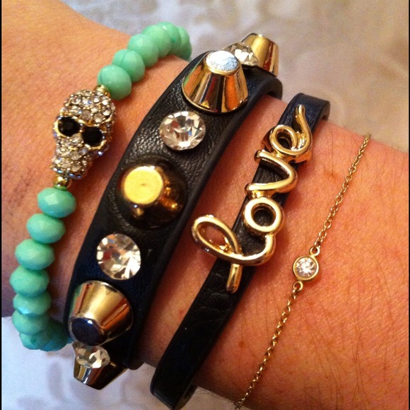 Jewelry - ❌SOLD❌NEW Faux Leather Cuff Studs and Rhinestones