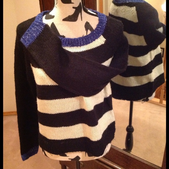 Pretty Nautical striped sweater in blue & white M - Picture 3 of 4
