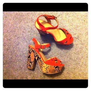 Orange Wedge Heels