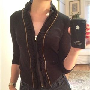 J. Crew cotton zipper sweater with silk detail