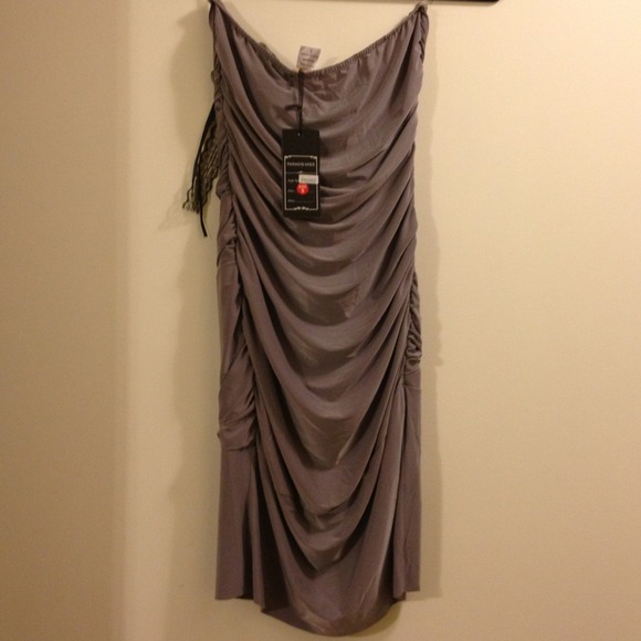 Grey Strapless Dress - Picture 3 of 4
