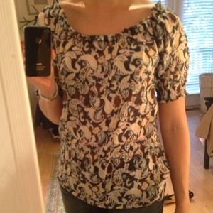 RESERVED, Theory lightweight printed peasant top