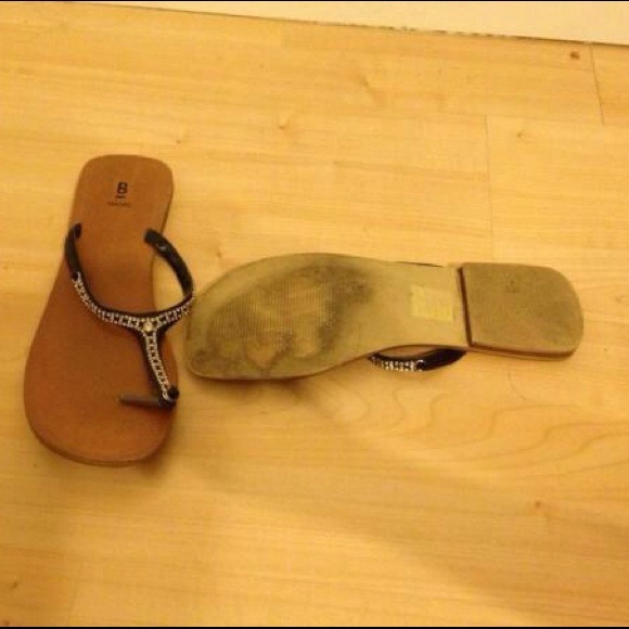 Black rhinestone studded bakers sandals - Picture 2 of 2