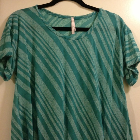 Teal White Striped Burnout Fabric T-Shirt - Picture 2 of 4
