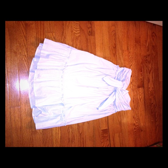 Light blue cotton strapless sundress