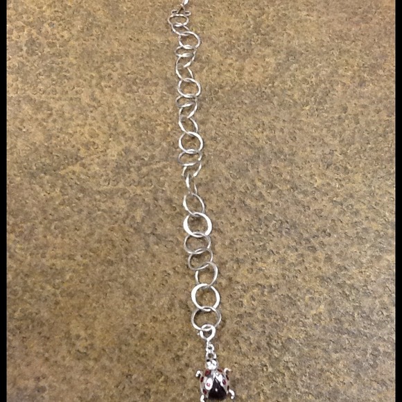 GIFTED Silver bracelet w/silver-tone ladybug
