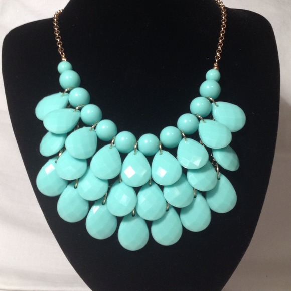 Light Blue Cluster Statement Necklace.