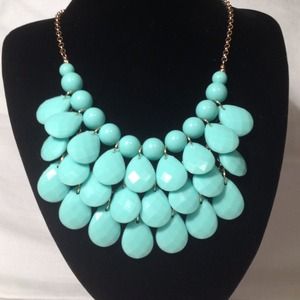 Light Blue Cluster Statement Necklace.