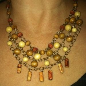Handmade wooden bead necklace.