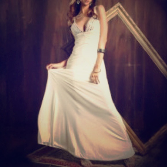 SOLD--White Maxi rhinestone embellished.