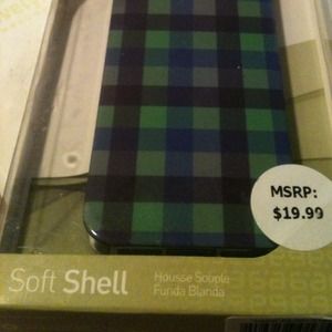 iPhone 5 Soft Shell case Blue Grn plaid New in Box