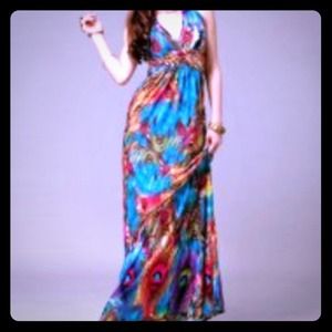 Halterneck backless colorful dress-PP for lower $