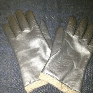Silver Leather Gloves