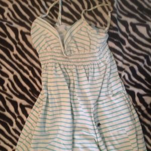 Aqua striped sun dress