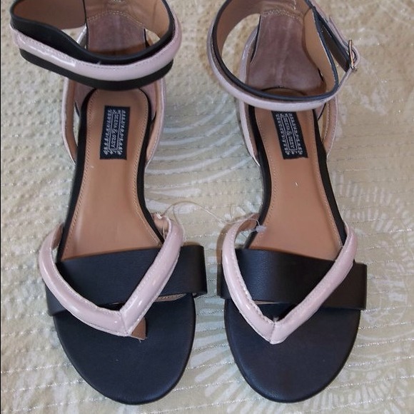 Black and Beige Sandals