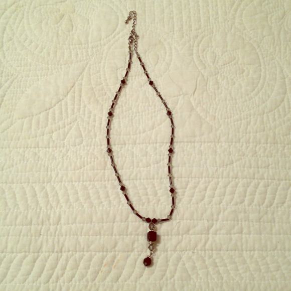 Black and clear crystal beaded necklace