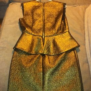 Diane von Furstenburg Dresses - DVF Delian Gold Metallic Peplum Dress Diane von Furstenburg Dresses - DVF Delian Gold Metallic Peplum Dress