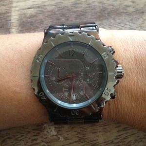 Michael kors tortoise and gunmetal watch