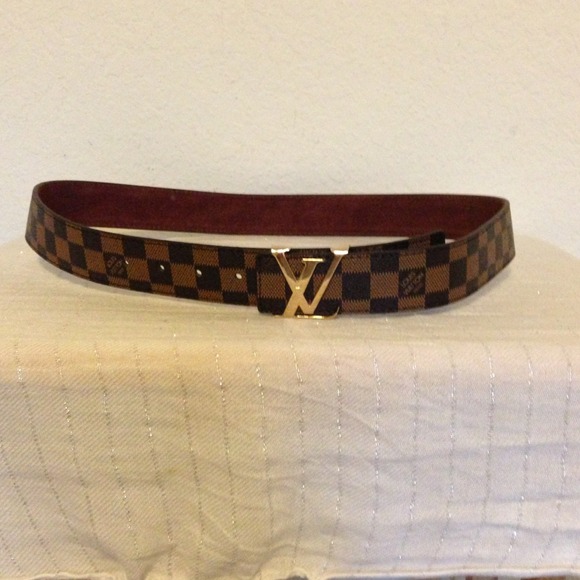 Damier leather belt