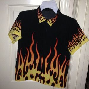 Button down flame shirt