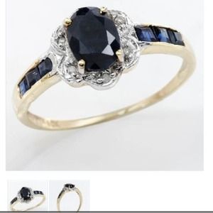 Genuine Sapphire and Diamonds Ring Stamped
