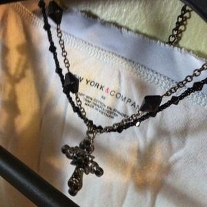 Cross multi strand necklace choker