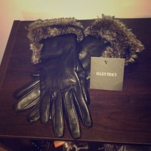 Fur lined leather gloves