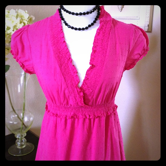 Hot Pink Polka Dot Dress & Turquoise Top